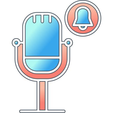 Uyarı işareti olan mikrofon simgesi, vektör illüstrasyonu basit tasarım