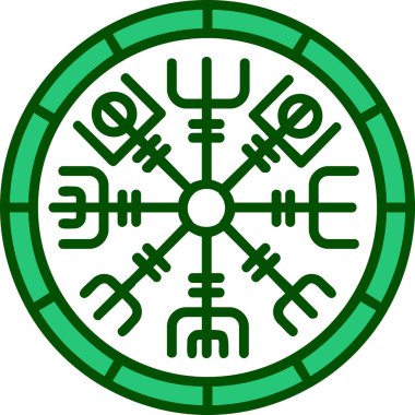 Vegvisir runik pusula simgesi, vektör illüstrasyonu.