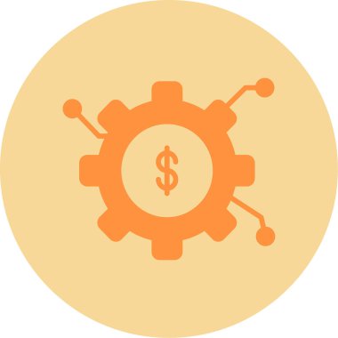 Varlık Yönetimi simgesi. Çarklı dolar sembolü, vektör illüstrasyonu 