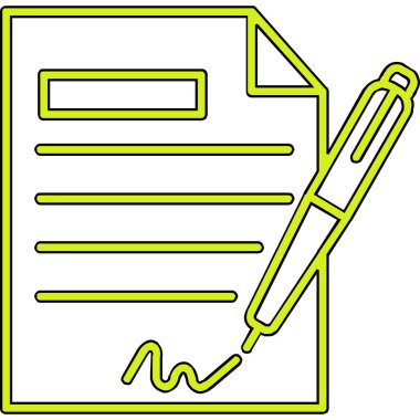 Sözleşme simgesi imzalama, basit vektör illüstrasyonu