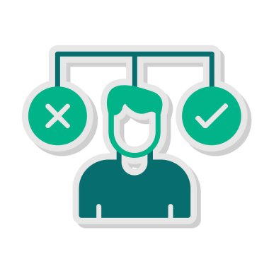 bir karar simgesi, vektör illüstrasyonu yapan kişi  