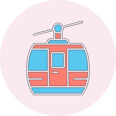 Kablo araba simgesi, vektör illüstrasyonu 