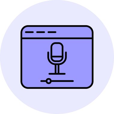 Mikrofon simgesi çevrimiçi kayıt kavramının vektör illüstrasyonu