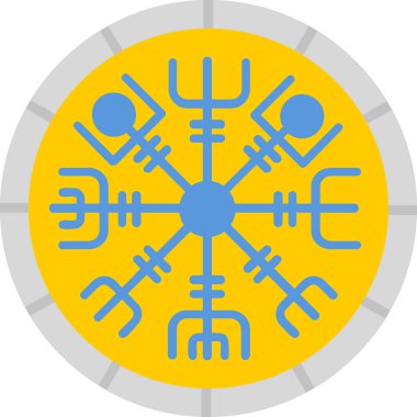 Vegvisir runik pusula simgesi, vektör illüstrasyonu.