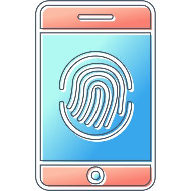Parmak izi simgesi vektör çizelgesine sahip akıllı telefon