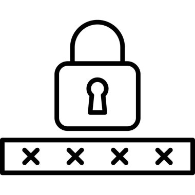 vektör ince çizgi simgesini kilitle