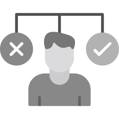 bir karar simgesi, vektör illüstrasyonu yapan kişi  