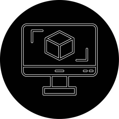 3D modelli bilgisayar ekranı, vektör illüstrasyonu