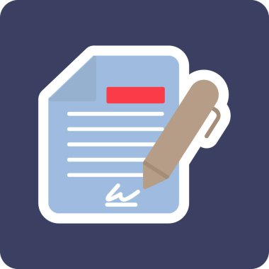 Sözleşme simgesi imzalama, basit vektör illüstrasyonu