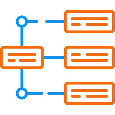 İş diyagramı simgesi. Ağ şeması simgesi. Veritabanı sembolü, vektör illüstrasyonu
