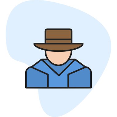 Şapkalı adam. Web simgesi basit illüstrasyon