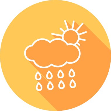 Yağmurlu bir hava. Web simgesi vektör illüstrasyonu 