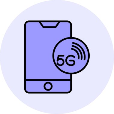 Smartphone 'da 5G Ağı. Renkli Vektör Simgesi