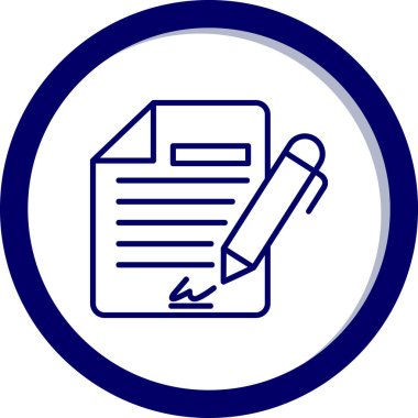 Sözleşme simgesi imzalama, basit vektör illüstrasyonu