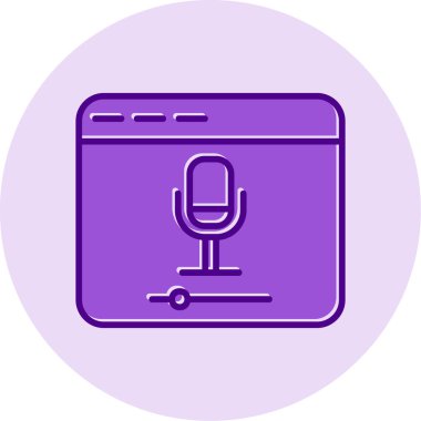 Mikrofon simgesi çevrimiçi kayıt kavramının vektör illüstrasyonu