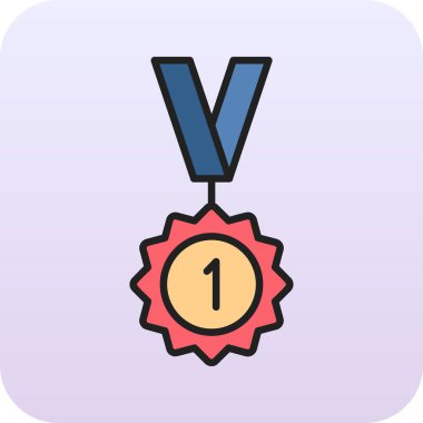 Kurdele ikon vektör illüstrasyonlu madalya 