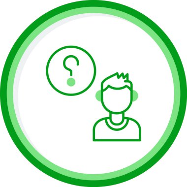 Müşteri Soru simgesi, vektör illüstrasyonu. Logotype. Konuşma balonunda soru işareti olan çocuk Avatar 'ı  