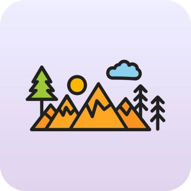 Bir dağ manzarasının vektör çizimi 