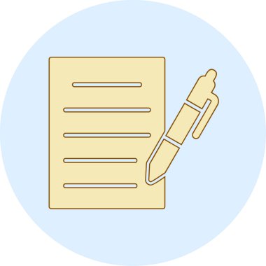 belge ve kalem simgesi düz tasarım