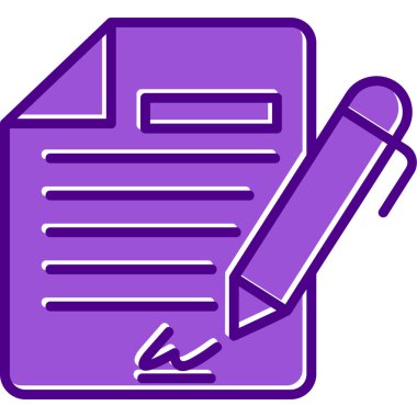 Sözleşme simgesi imzalama, basit vektör illüstrasyonu