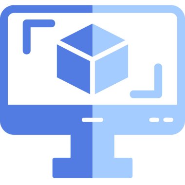 3D modelli bilgisayar ekranı, vektör illüstrasyonu