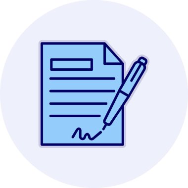 Sözleşme simgesi imzalama, basit vektör illüstrasyonu