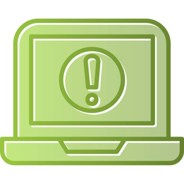 Dizüstü bilgisayar ekranında ünlem işareti, vektör illüstrasyonu basit tasarım