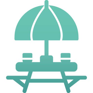 Sahildeki Açık Masa simgesinin vektör çizimi. 