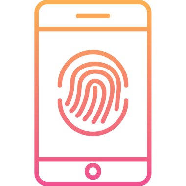Parmak izi simgesi vektör çizelgesine sahip akıllı telefon