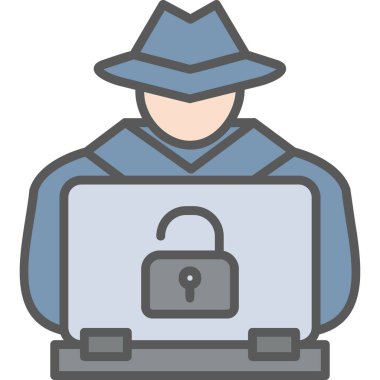 Hacker siber saldırı simgesi, vektör illüstrasyonu