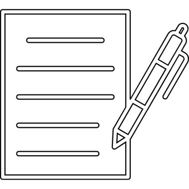 belge ve kalem simgesi düz tasarım