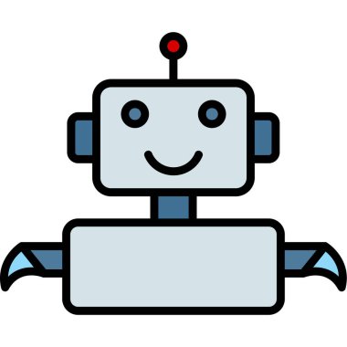robot düz simgesi, vektör illüstrasyonu 