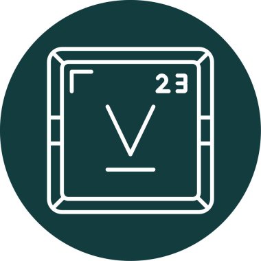 Vanadyum periyodik tablo simgesi. Vanadyum sembolü bilimsel vektör kimyasal element