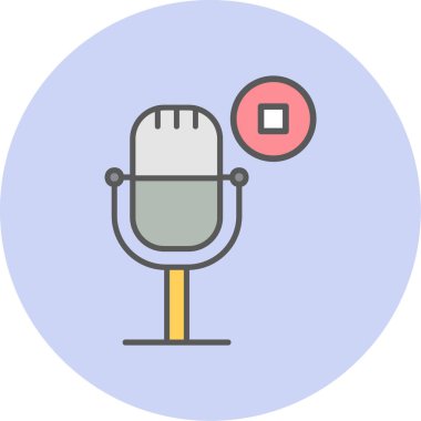 Podcast düz simgesini, vektör illüstrasyonunu durdur  