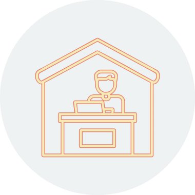 Ev hattı ikonunda çalış. Dışarıdan iş ilanı. Uzaktan ofis çalışanı sembolü. Kalite tasarım elemanı. Satır biçimi ev simgesi