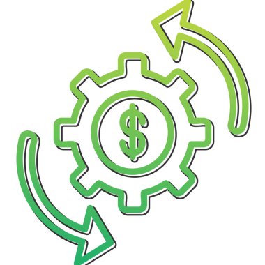 dişli ve dolar işareti web simgesi basit illüstrasyon