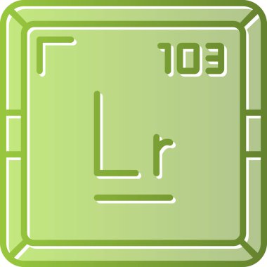 Lawrencium, Lr, kimyasal periyodik element simgesi, vektör illüstrasyonu