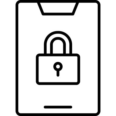 Kilit simgesine sahip akıllı telefon, vektör illüstrasyonu basit tasarım