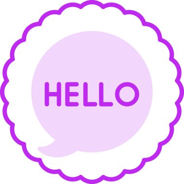 Merhaba balon konuşma simgesi, rozet veya etiket tasarım şablonu