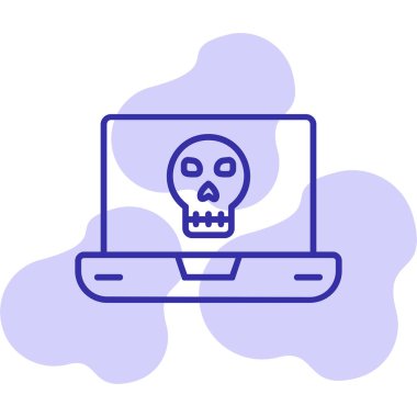 Laptop vektör çiziminde ölü kafatası simgesi