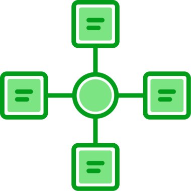 İş diyagramı simgesi. Ağ şeması simgesi. Veritabanı sembolü, vektör illüstrasyonu
