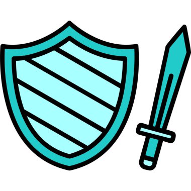 Kılıç ve kalkan ağ simgesi basit tasarım