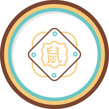 Çin Zodiac fare sembolü, vektör illüstrasyonu