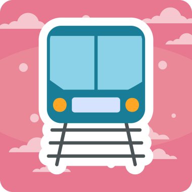 Demiryolu raylarındaki tren simgesi, vektör illüstrasyonu 