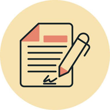 Sözleşme simgesi imzalama, basit vektör illüstrasyonu