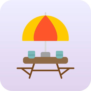 Sahildeki Açık Masa simgesinin vektör çizimi. 