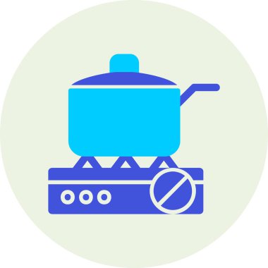 Gaz ocağında tava pişirmek. Web simgesi basit illüstrasyon