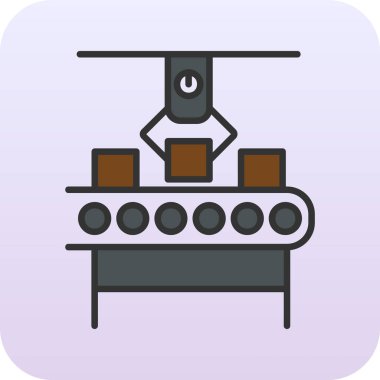 Üretim süreci simgesi, vektör illüstrasyonu basit tasarım