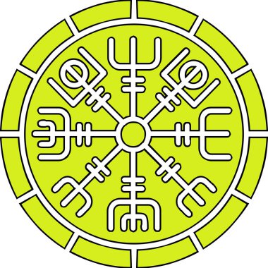 Vegvisir runik pusula simgesi, vektör illüstrasyonu.