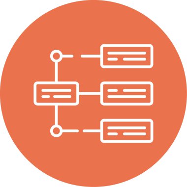 İş diyagramı simgesi. Ağ şeması simgesi. Veritabanı sembolü, vektör illüstrasyonu